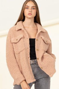 Winter Bliss Taupe Button Down Jacket