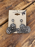 Silver-Tone Studded Cowboy Hat Earrings