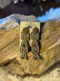 Gold-tone seed bead earrings spelling Mama with silver-tone accents