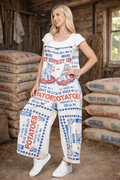 Cat Vintage Feed Sack Wide-Leg Jumpsuit