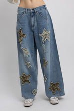 Leopard Star Patch Wide-leg Jeans