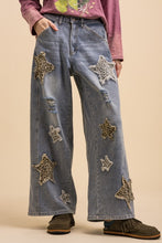 Leopard Star Patch Wide-leg Jeans