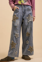 Leopard Star Patch Wide-leg Jeans
