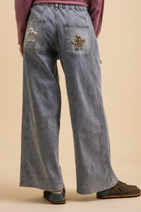 Leopard Star Patch Wide-leg Jeans