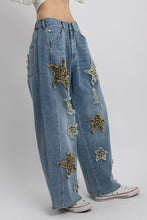 Leopard Star Patch Wide-leg Jeans