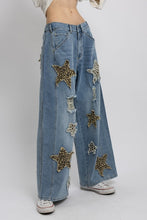 Leopard Star Patch Wide-leg Jeans