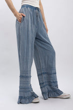 Dusty Trail Denim Ruffle Wide-Leg Pants