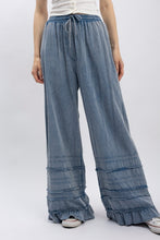 Dusty Trail Denim Ruffle Wide-Leg Pants
