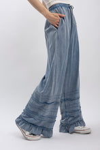 Dusty Trail Denim Ruffle Wide-Leg Pants