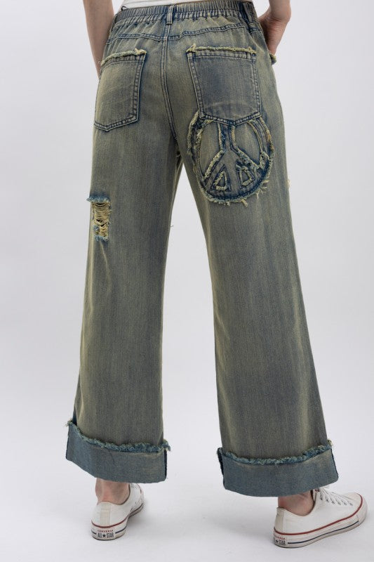 Vintage Peace Patch Denim
