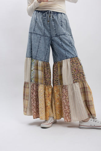 Boho Tiered Ruffled Wide Leg Pants