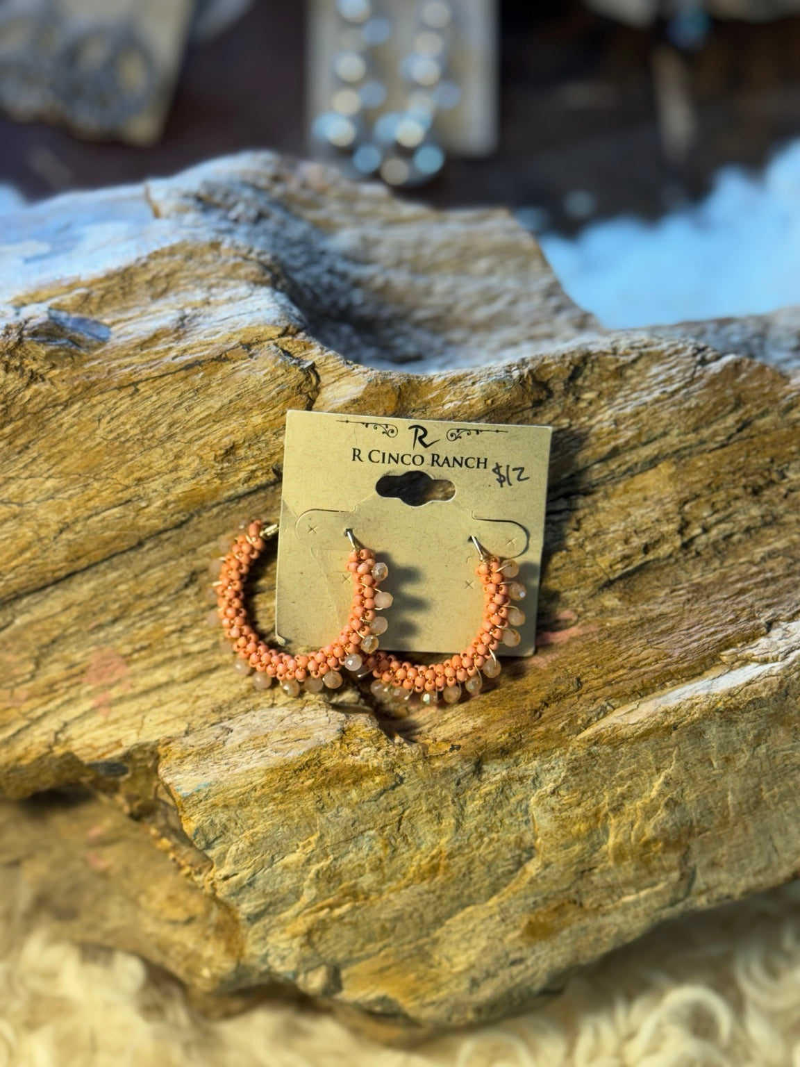 Large turquoise bead hoop earrings with sparkling textured finish