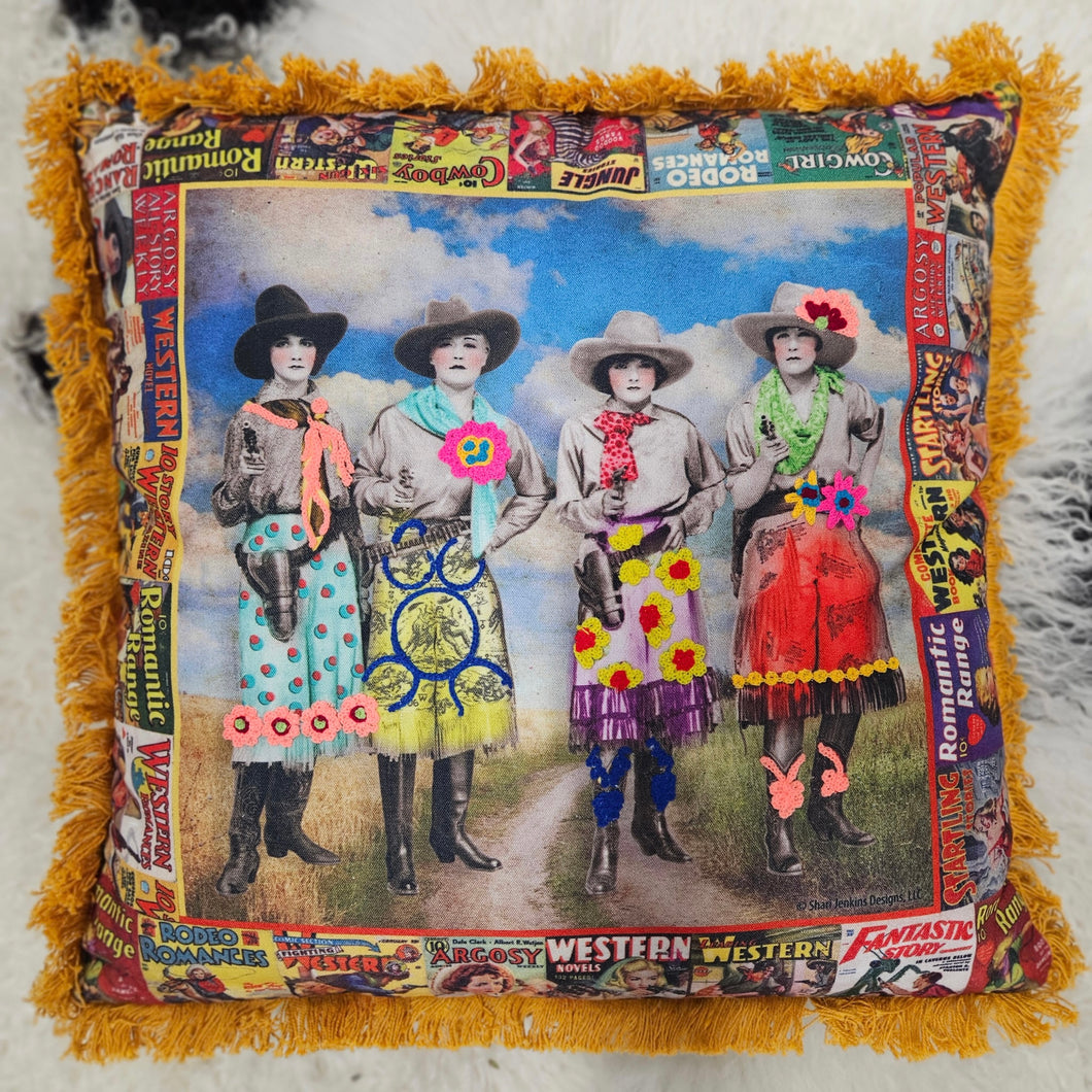 Outlaw cowgirls Pillow
