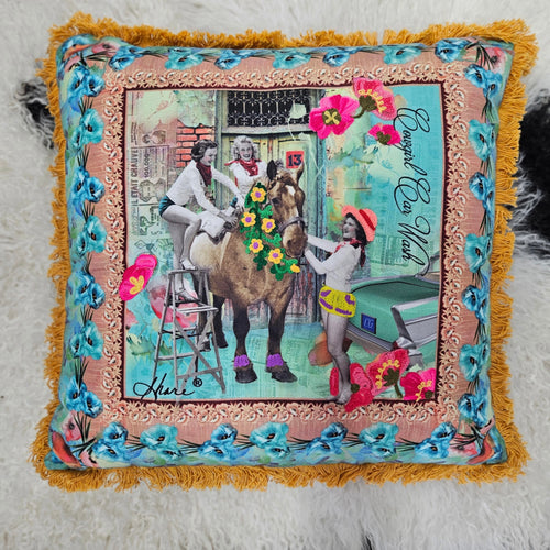 Cowgirl car wash Pillow