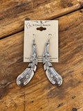 Silver-Tone Feather & Clear Crystal Earrings