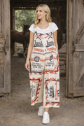 Baseball Vintage Feed Sack Wide-Leg Jumpsuit