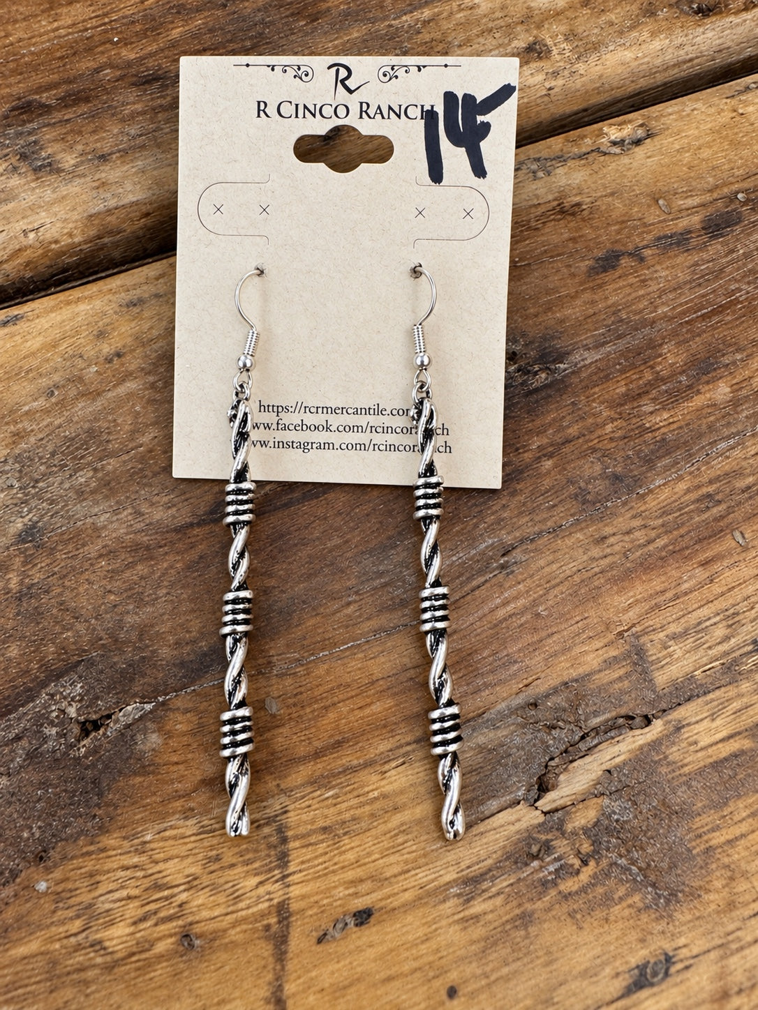 Silver-Tone Twisted Barbed Wire Drop Earrings