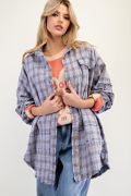 Classy Retro Flannel Peri Blue