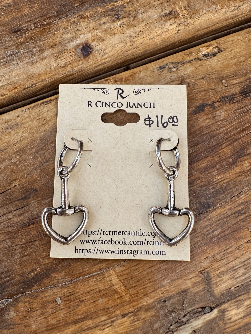 Silver Heart Snaffle Bit Hoop Earrings