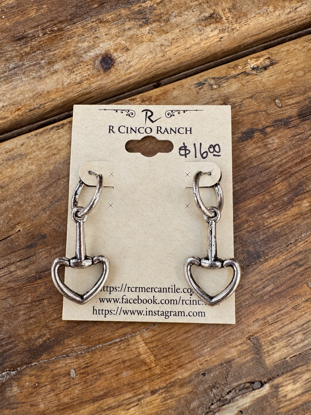 Silver Heart Snaffle Bit Hoop Earrings