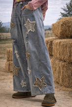 Leopard Star Patch Wide-leg Jeans