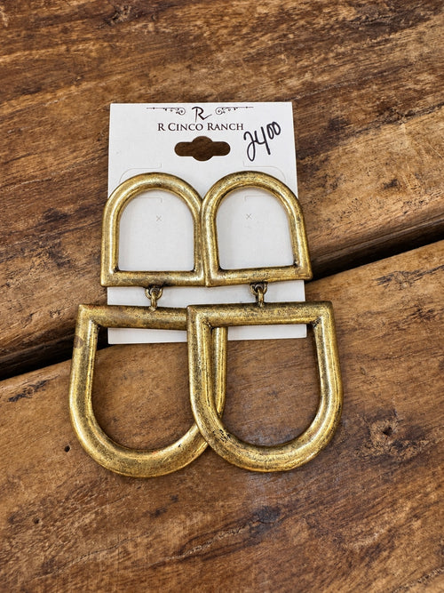 Antique Gold-Tone Double Arch Statement Earrings