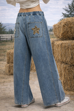 Leopard Star Patch Wide-leg Jeans