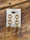 Golden Triple Snaffle Bit Drop Earrings