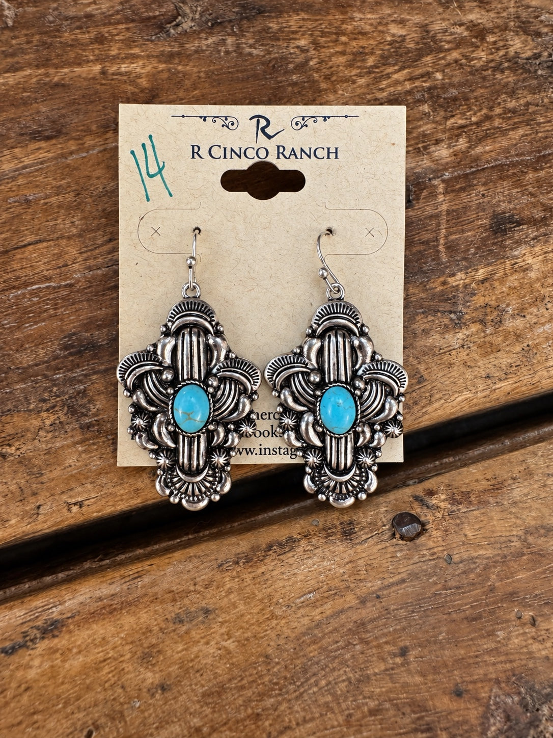 Turquoise-Color Western Concho Earrings