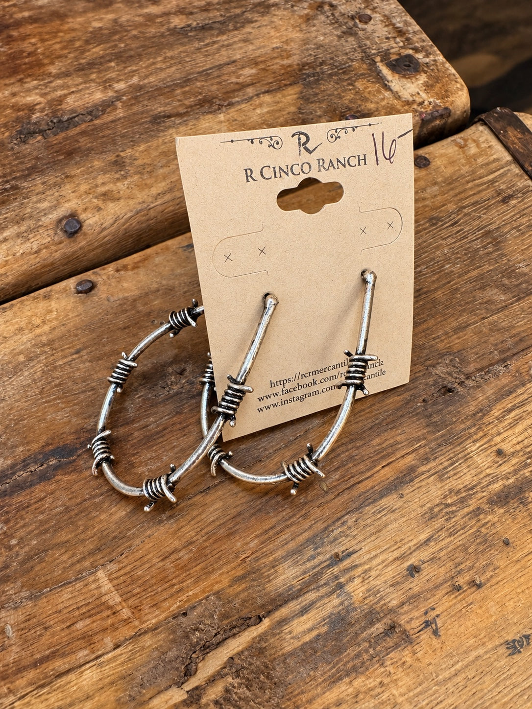 Silver-Tone Barbed Wire Oval Hoop Earrings
