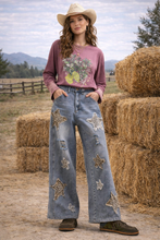 Leopard Star Patch Wide-leg Jeans