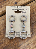 Silver Snaffle Bit Earrings with Iridescent Crystal Centers