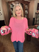 The Color Me Cozy Crochet Sleeve Sweater Pink