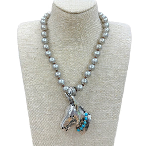 “Dash the Donkey" with Turquoise Howlite On Faux Navajo