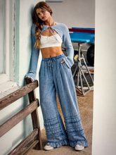 Dusty Trail Denim Ruffle Wide-Leg Pants