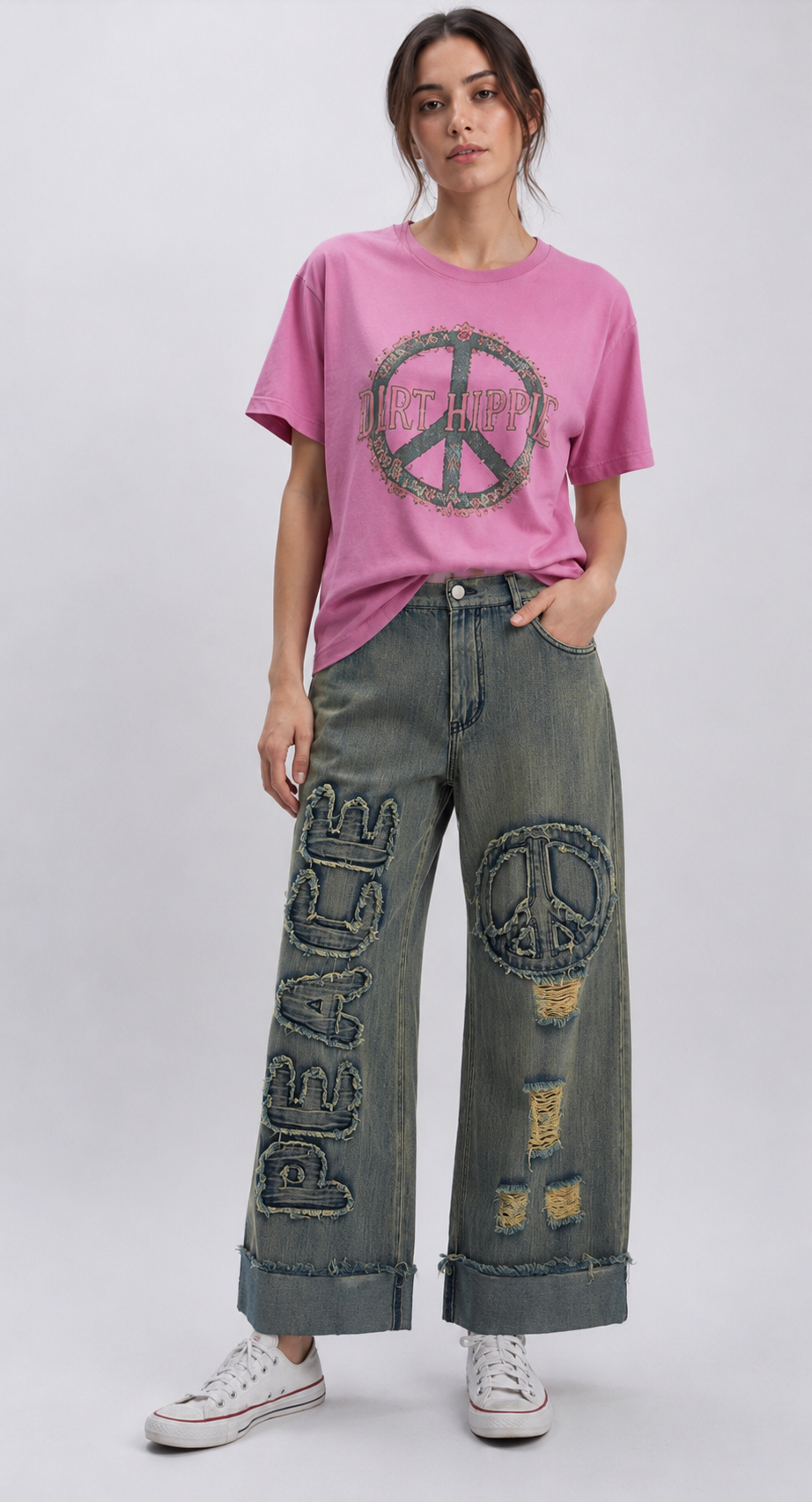 Vintage Peace Patch Denim