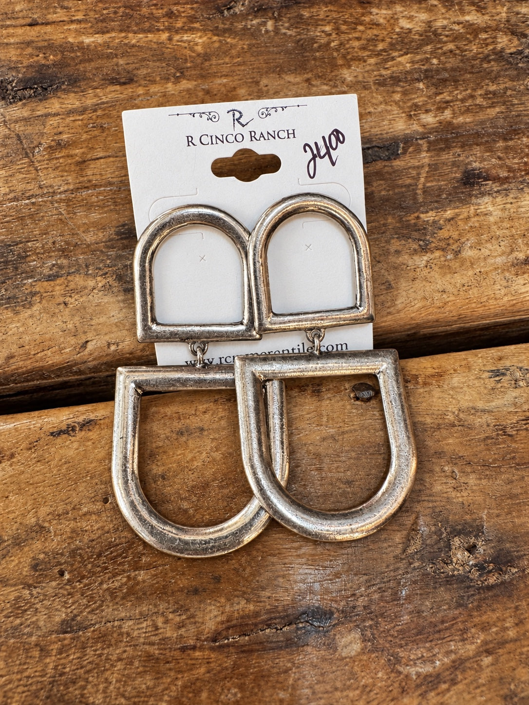 Antique Silver-Tone Double Arch Statement Earrings
