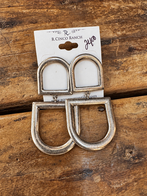 Antique Silver-Tone Double Arch Statement Earrings