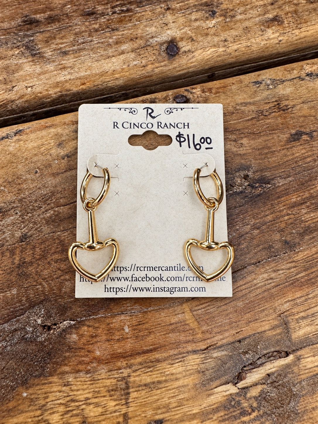 Golden Heart Snaffle Bit Hoop Earrings