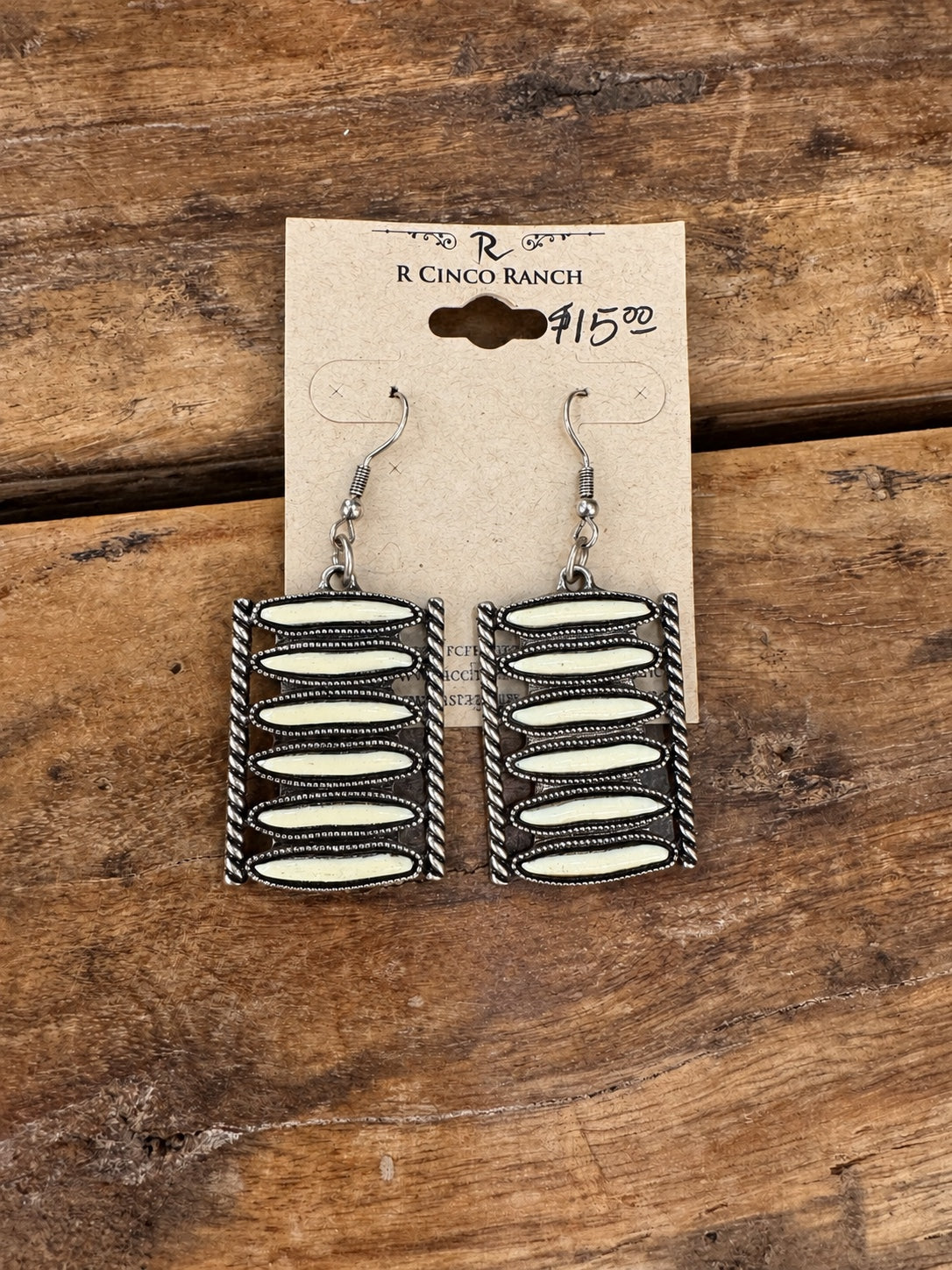 Ivory Ladder & Rope-Trim Earrings