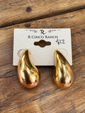 Polished Gold-Tone Teardrop Stud Earrings