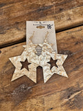 Hammered Gold-Tone Double Star Earrings