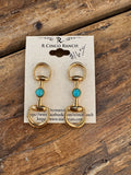 Golden Snaffle Bit Earrings with Turquoise-Color Centers
