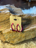 Bright fuchsia open hoop earrings