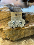 Ivory bow statement earrings with jeweled centers