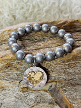 Hammered Heart Medallion Stretch Bracelet