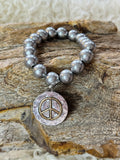 Peace Sign Faux Navajo Bead Bracelet