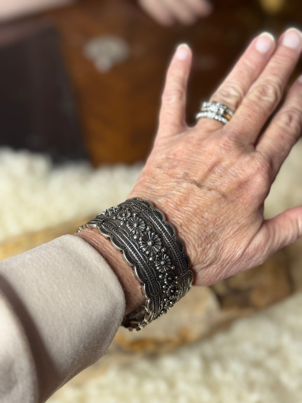 Silver Prairie Bloom Cuff