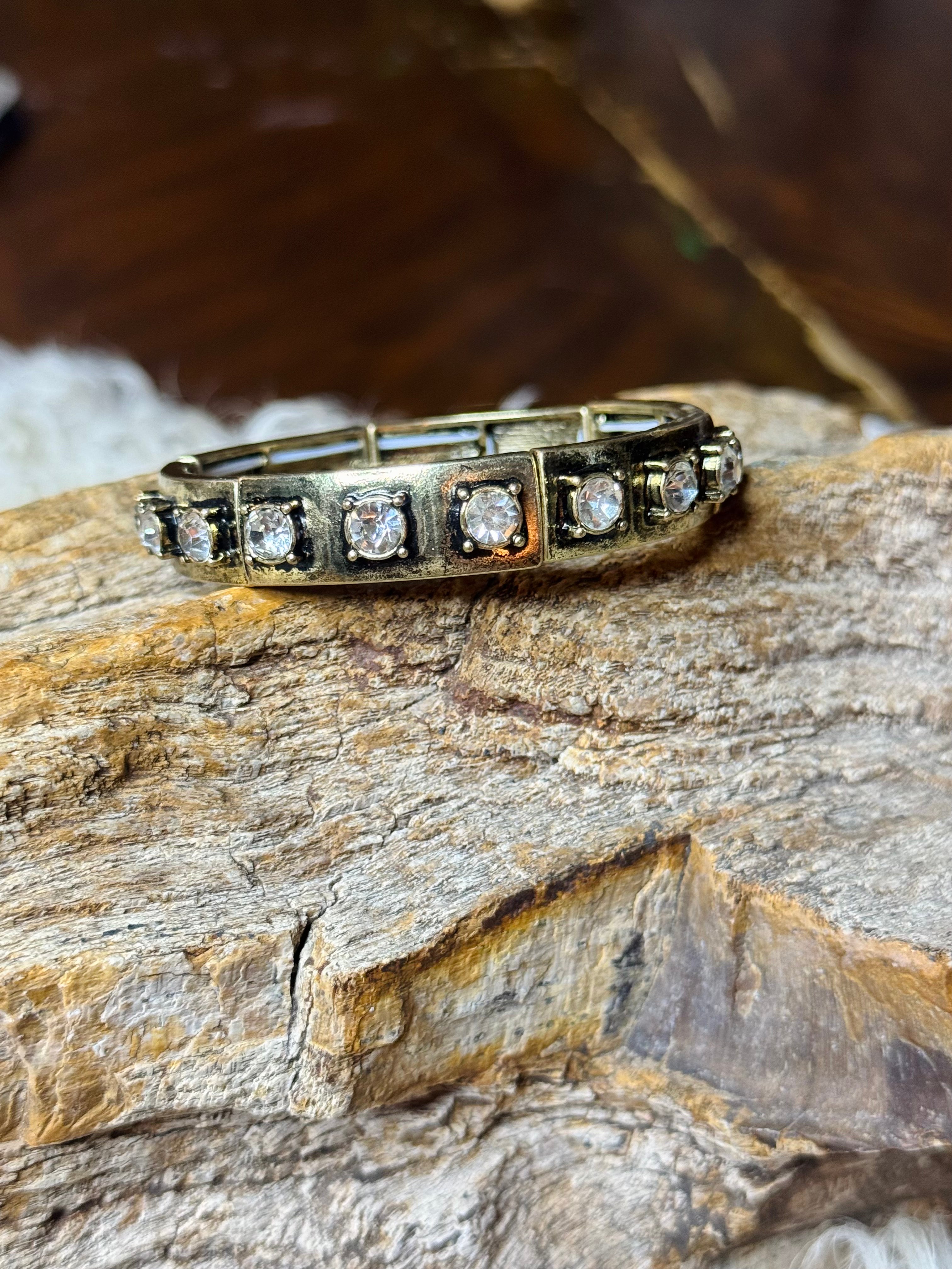 Dust & Diamonds Stretch Bracelet Antique Gold