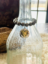 Hammered Heart Medallion Stretch Bracelet